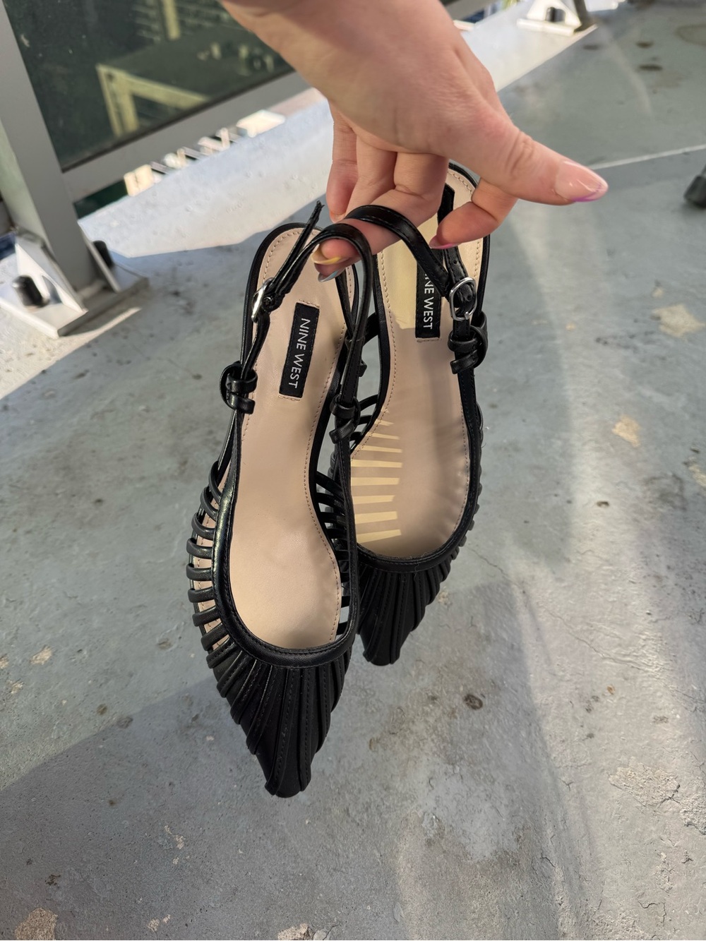 Nine West Black Strappy Kitten Heels